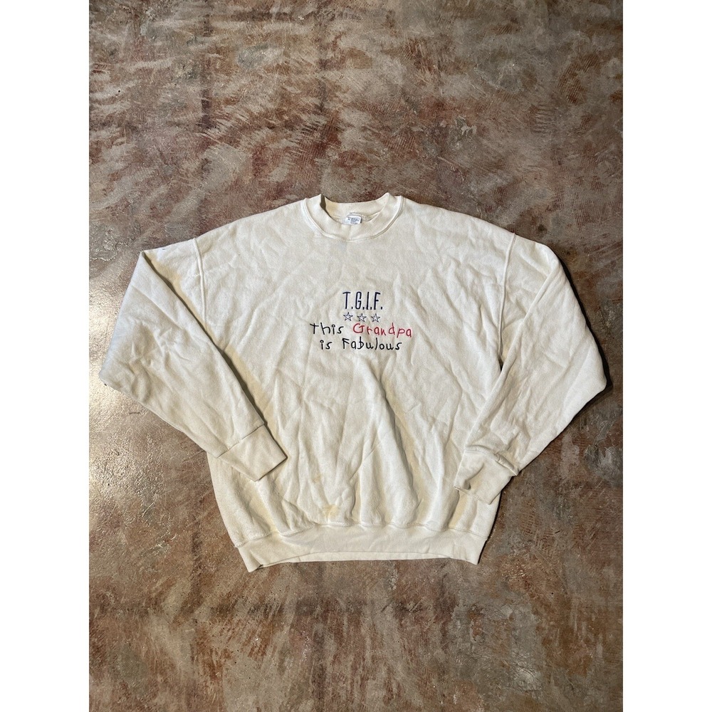 Vintage "TGIF This Grandpa Is Fun" Fruit Of The Loom Sweatshirt Crewneck Sz XL